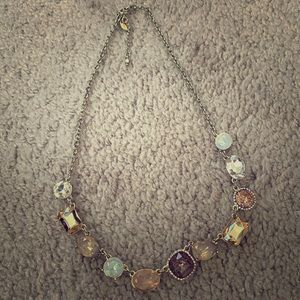 Gold gem stone necklace